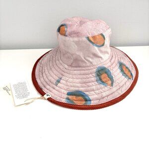 NEW Romualda Red Corduroy Reversible Pink Painted Abstract Bucket Hat Cotton